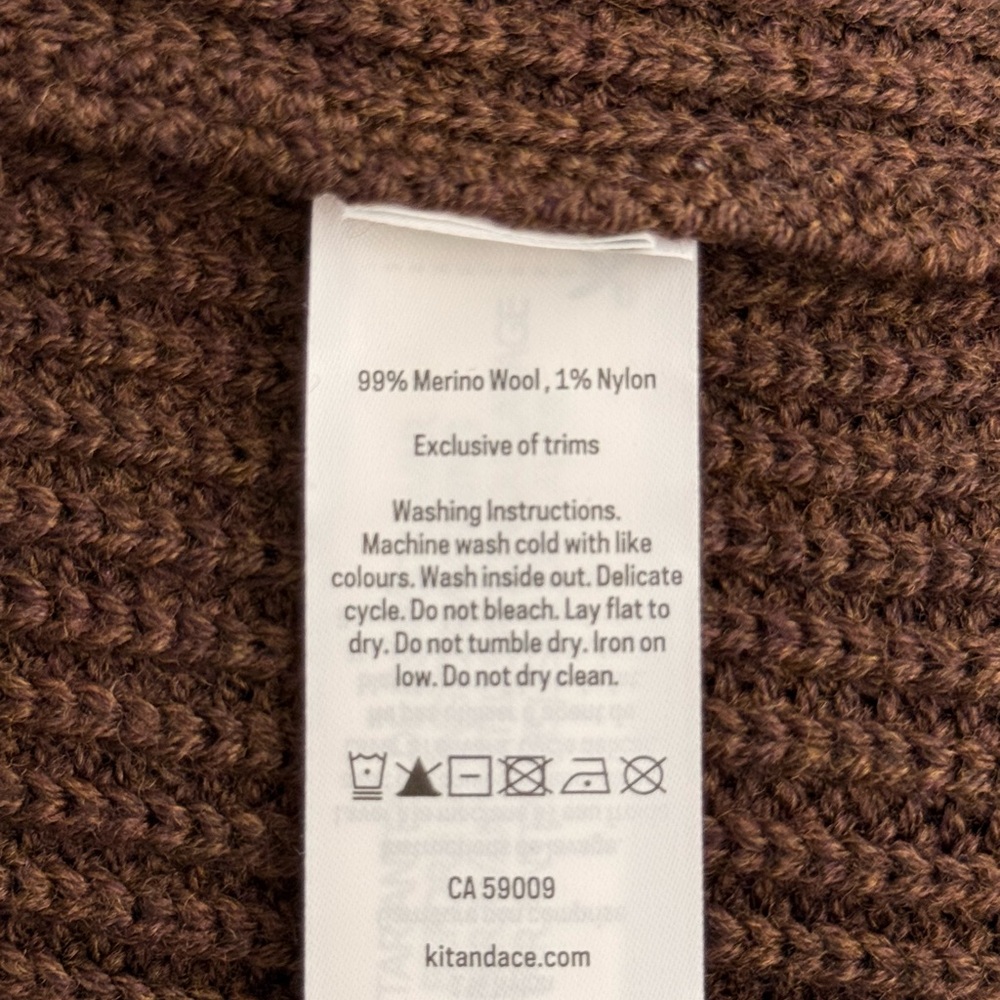 Kit and Ace Merino Wool Grace Sweater Dress Brown Mock Neck Ribbed NWT Small - Picture 4 of 9